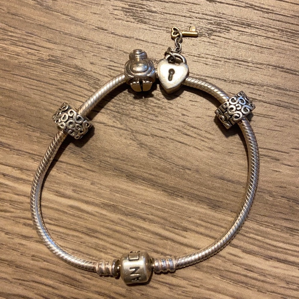 Pandora Charm Bracelet with 2 Charms and Spacers